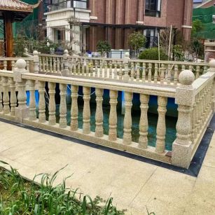 榆林黄金麻花岗岩石材栏杆，扶手，将军柱，花瓶柱