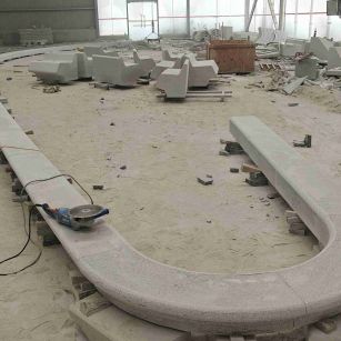 榆林 芝麻白花岗岩弧形花坛石，坐凳石