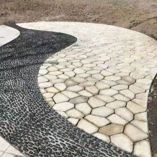 榆林 黄金麻冰裂纹地铺石工地铺装案例