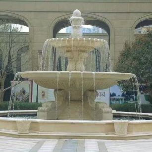 榆林 黄金麻花岗岩异型加工——户外庭院石雕流水喷泉