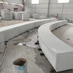 榆林芝麻白花岗岩石板材 园林光面弧形坐凳