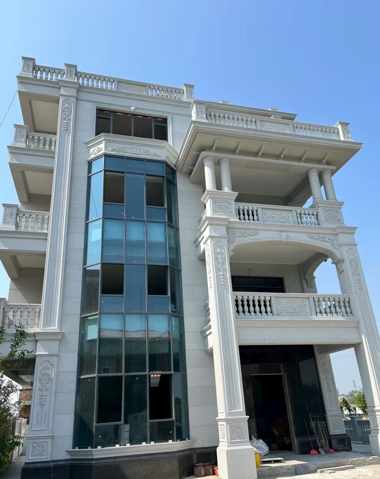 榆林 白麻花岗岩别墅外墙干挂效果展示