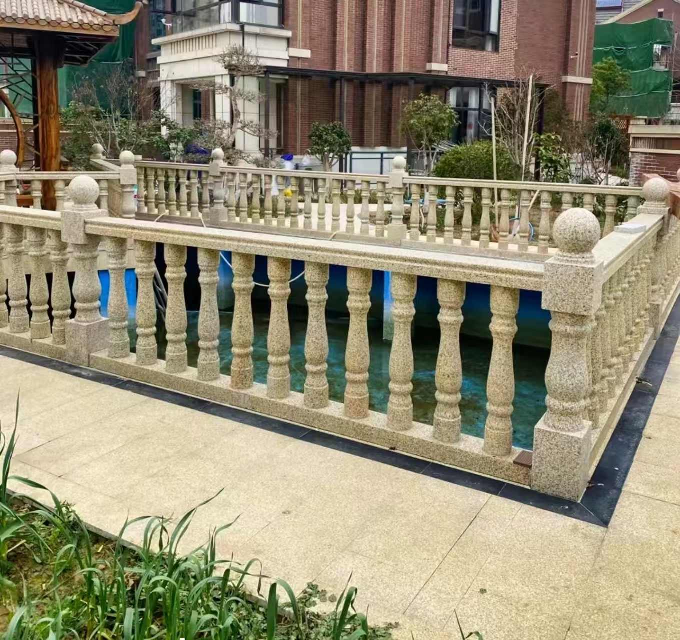 榆林黄金麻花岗岩石材栏杆，扶手，将军柱，花瓶柱