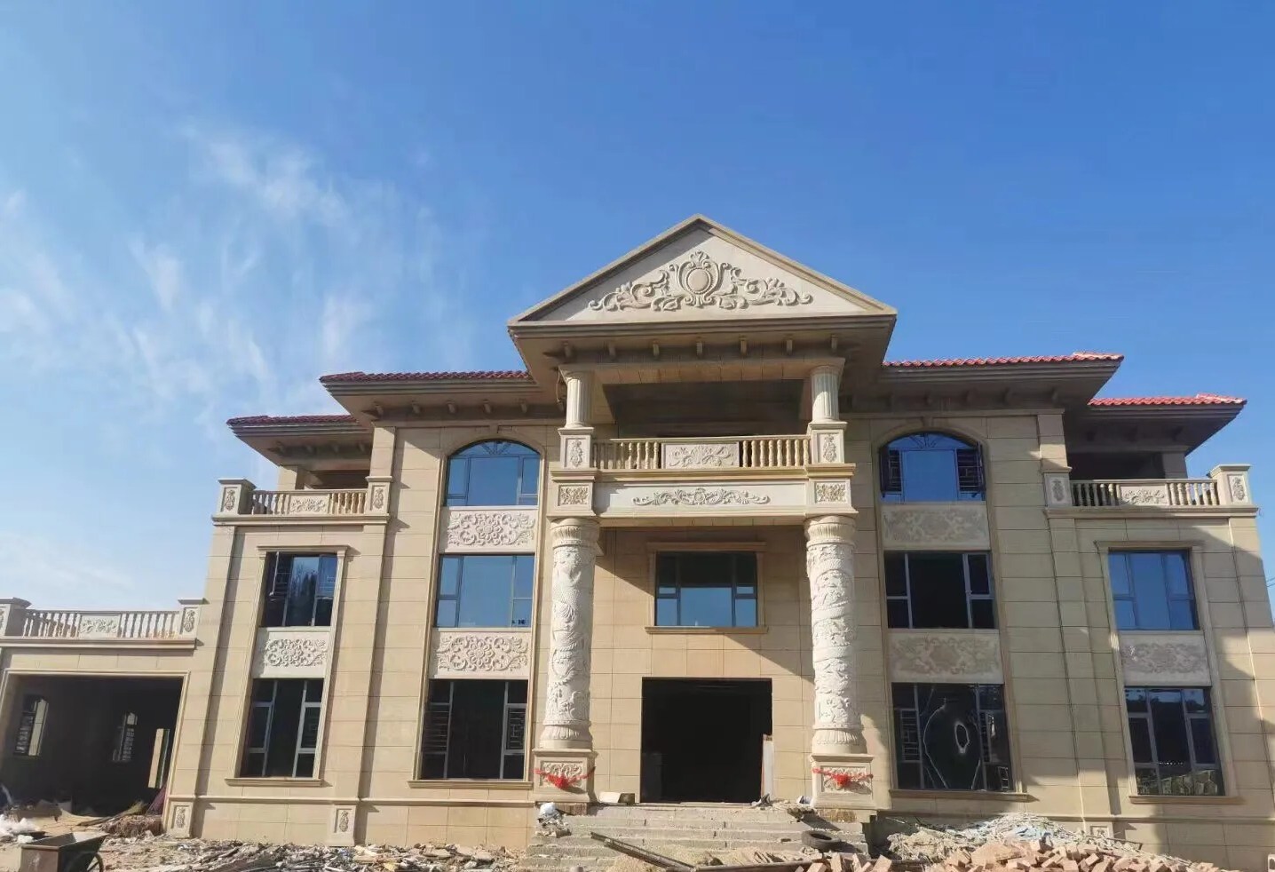 榆林 黄金麻花岗岩别墅外墙干挂